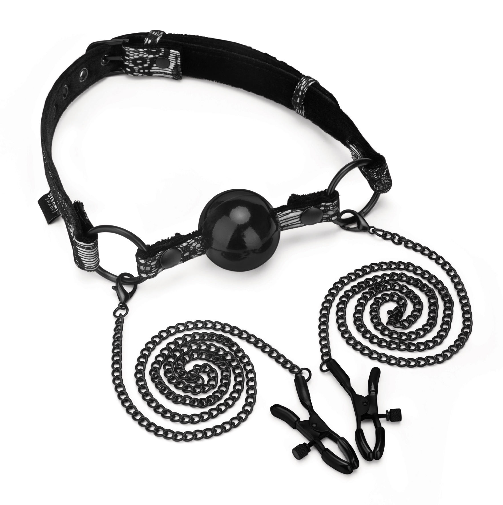 *STEAMY SHADES Ball Gag with Nipple Clamps