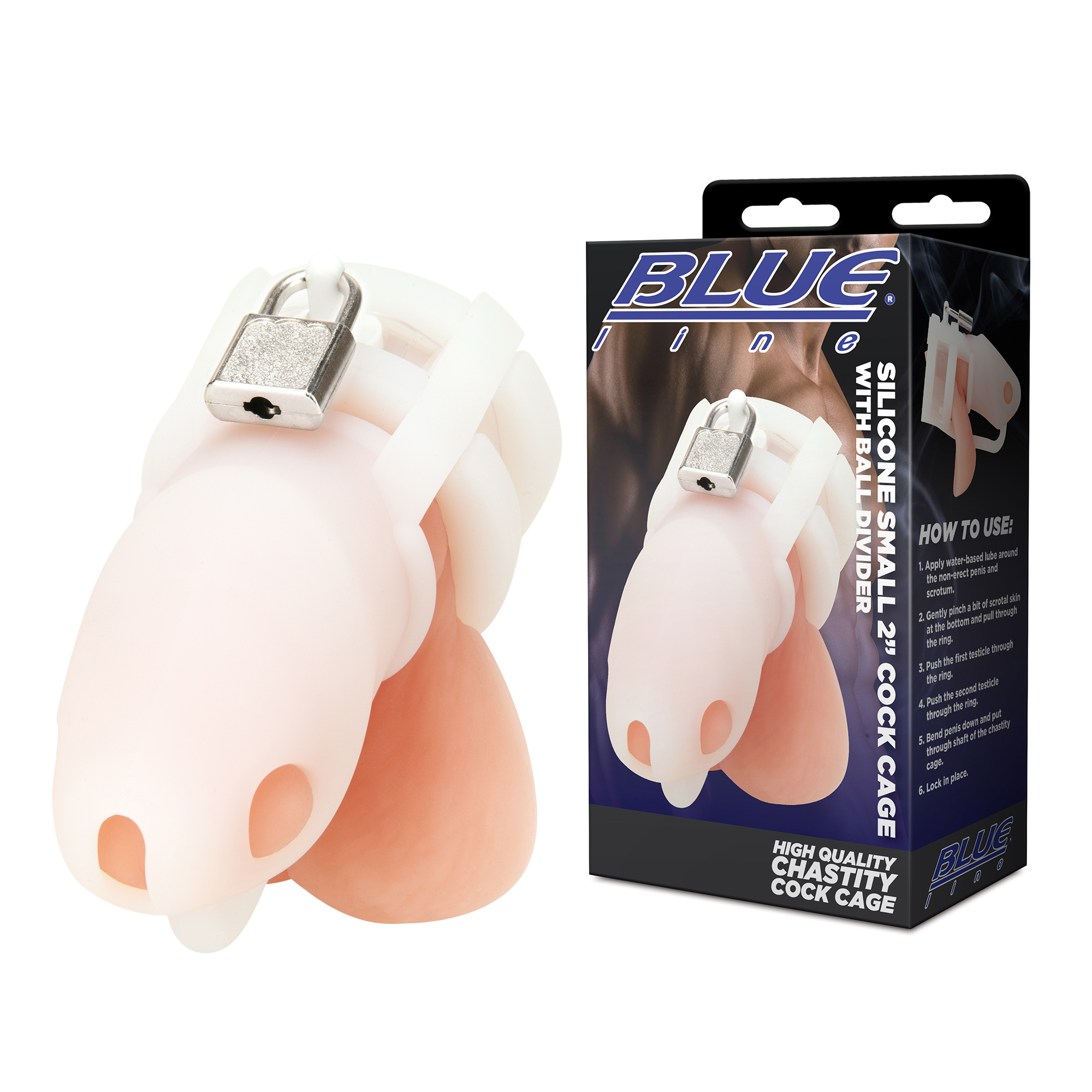 *BLUE LINE C&B GEAR Silicone Cock Cage small w. ball devider wht