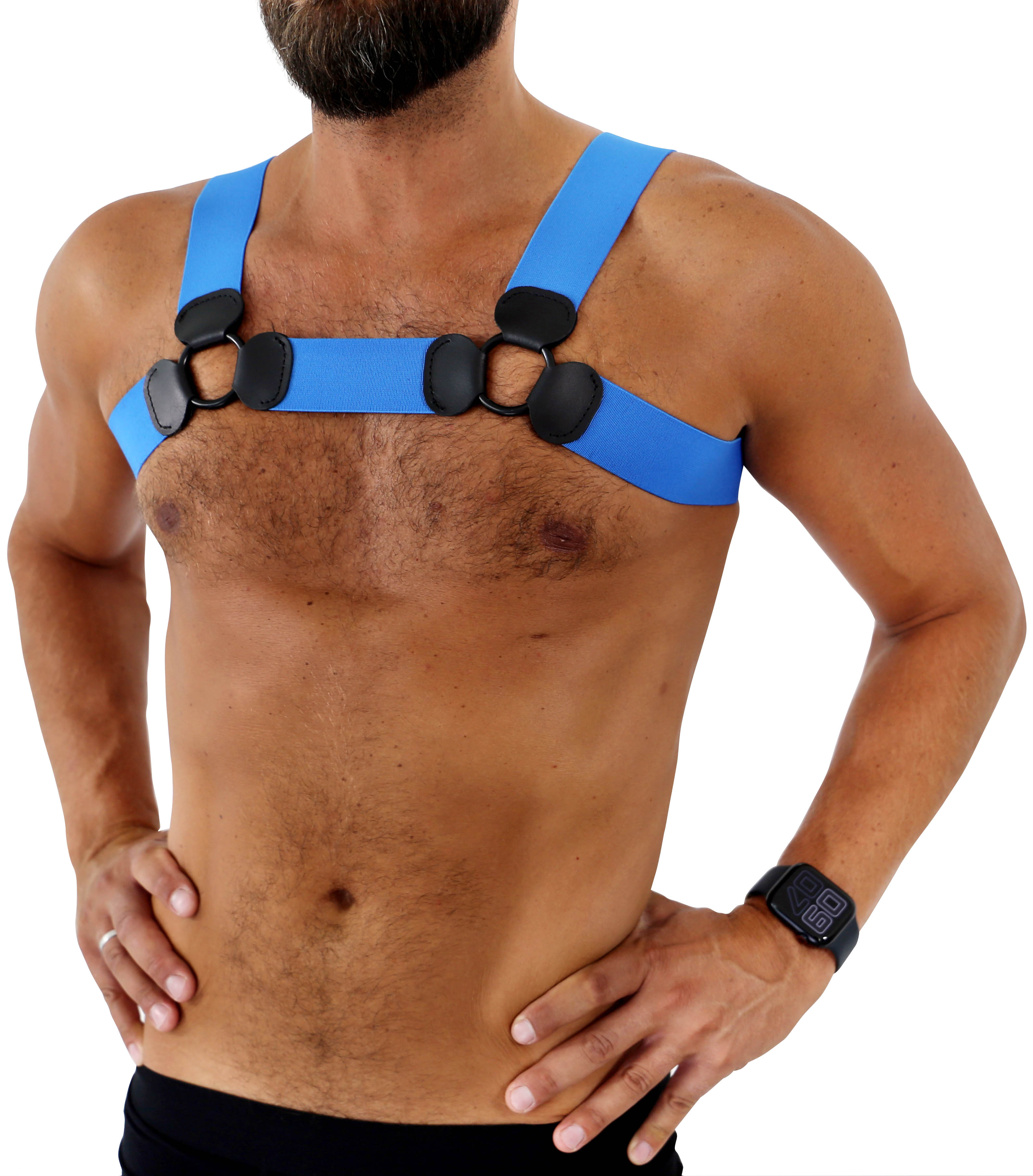 SAXOS PVC Brust Harness blau S/M