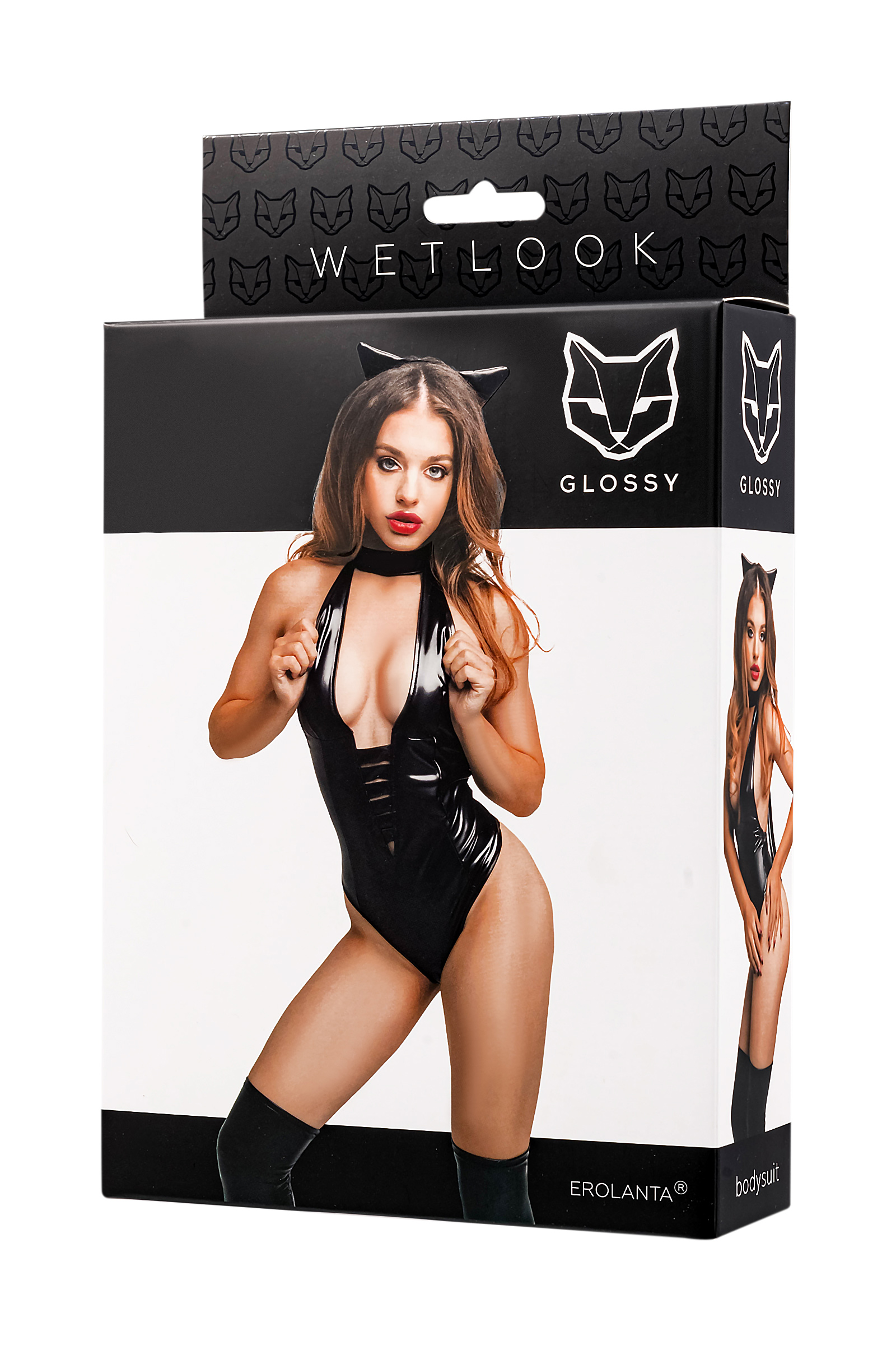 GLOSSY - Wetlook Bodysuit and cat ears XL