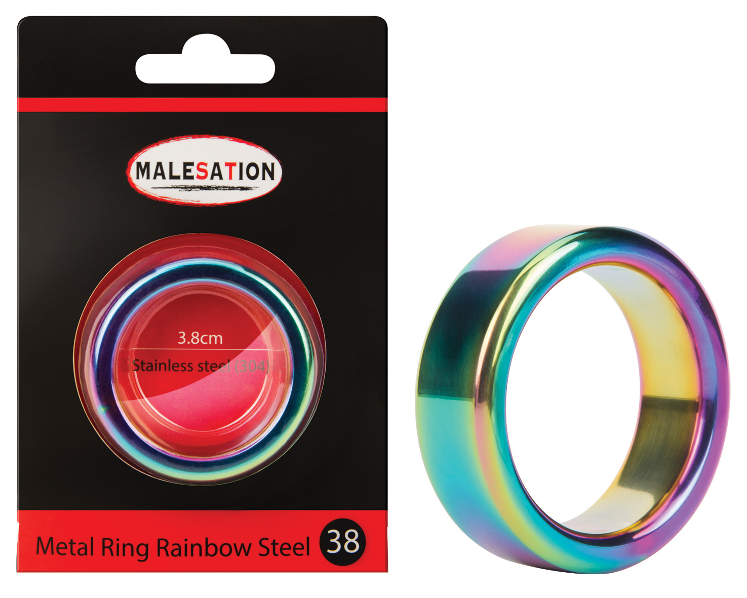 *MALESATION Metal Ring Rainbow Steel 38