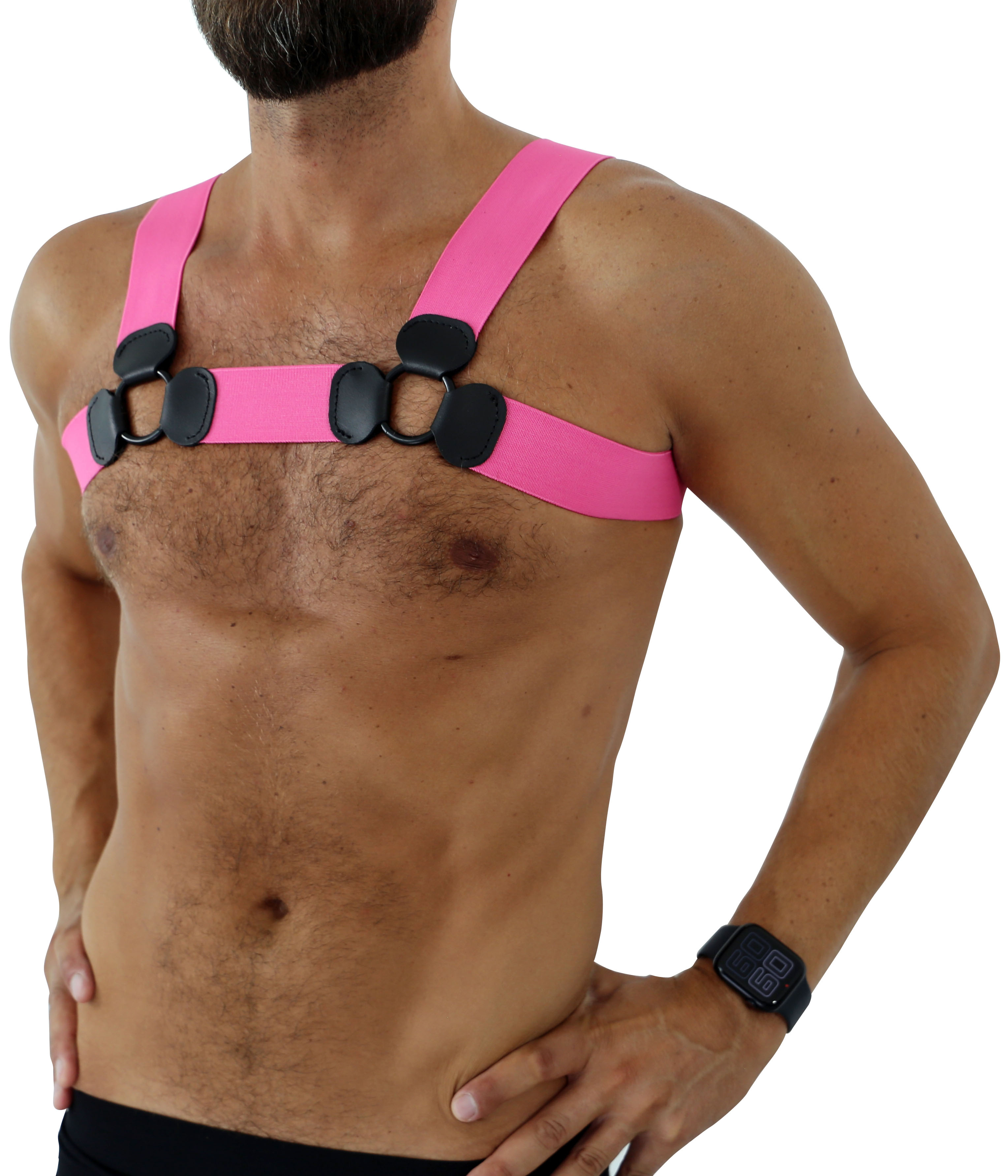 SAXOS PVC Brust Harness pink S/M