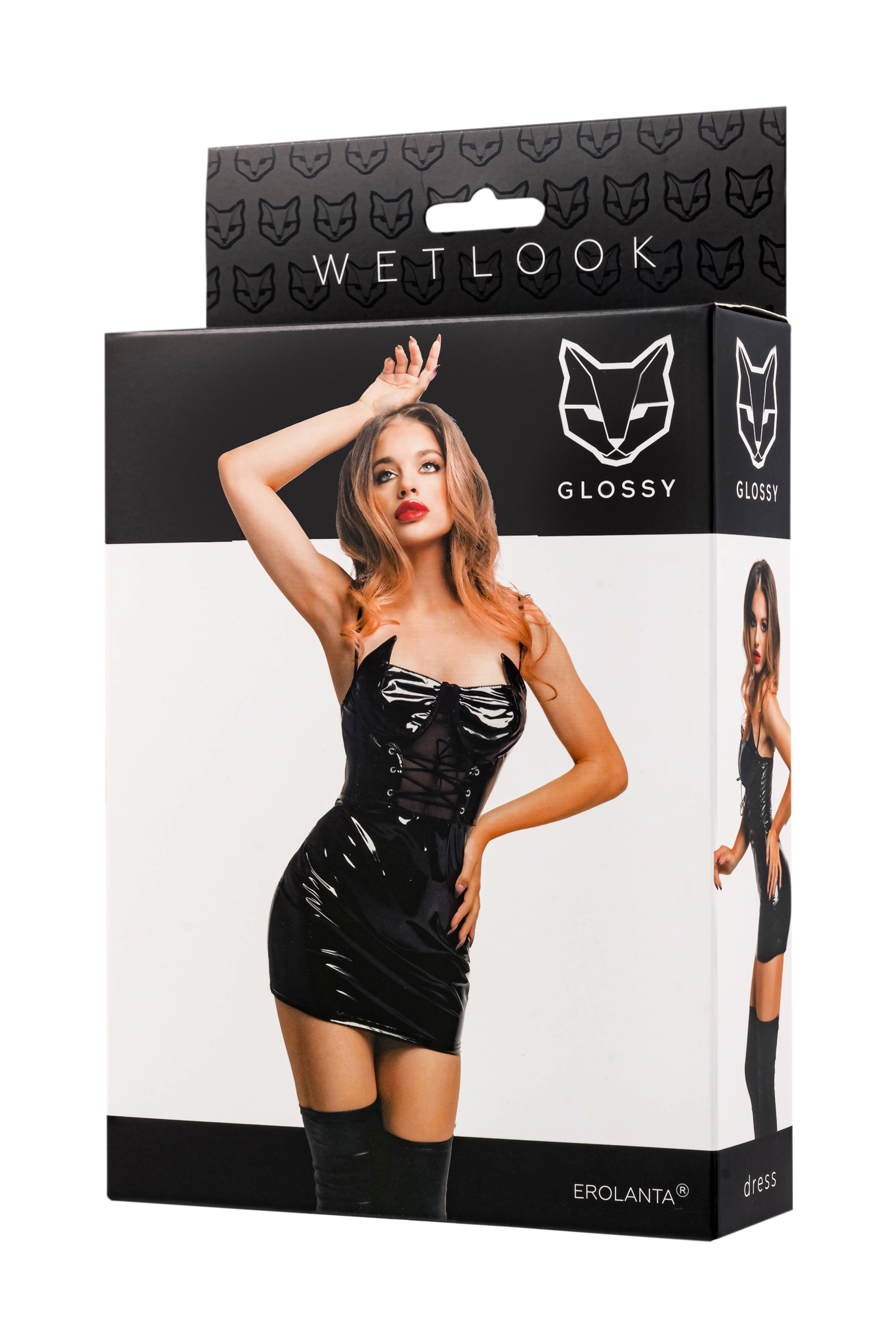 GLOSSY - Wetlook Dress with front lacing S