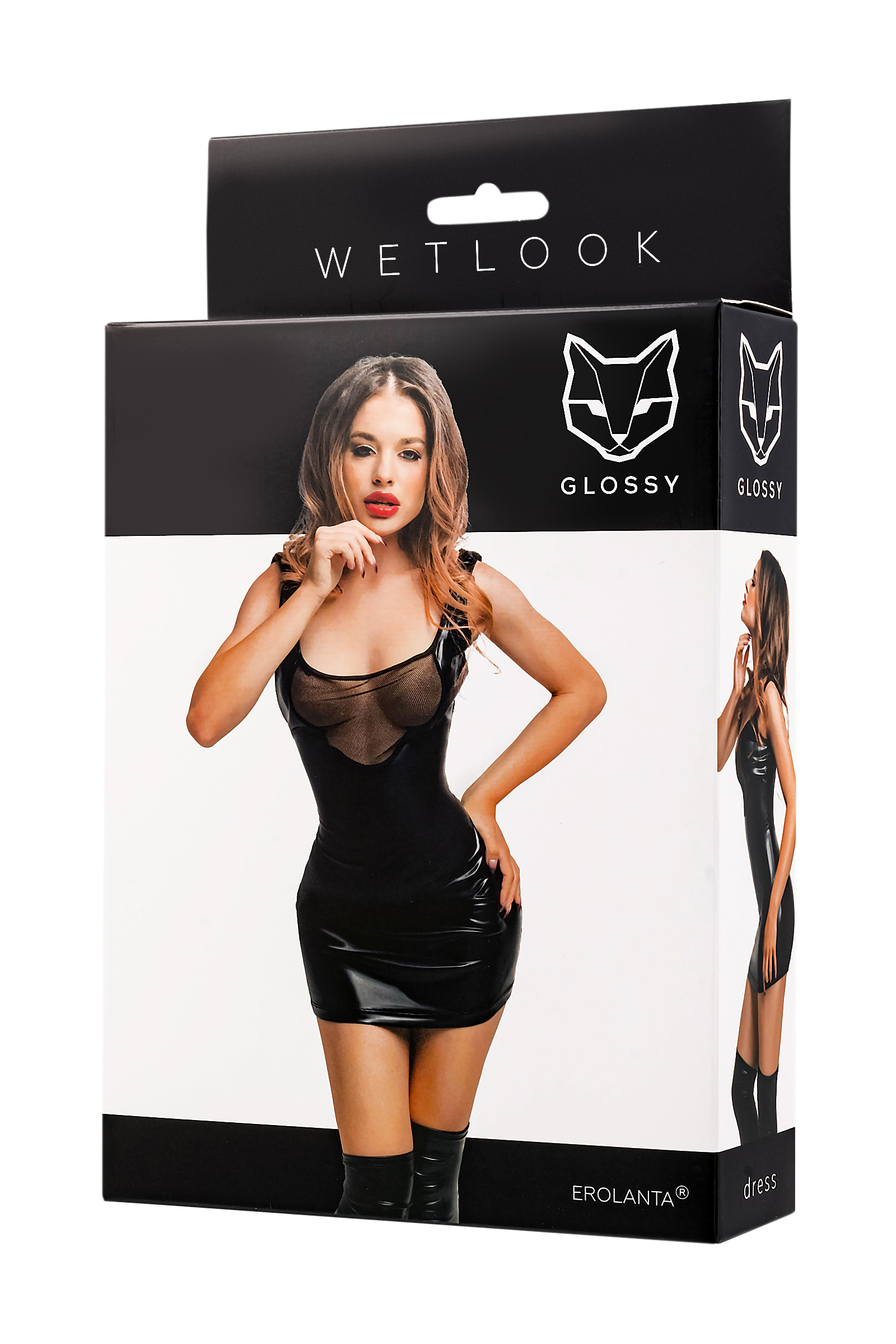 GLOSSY - Wetlook Dress with transparent top M