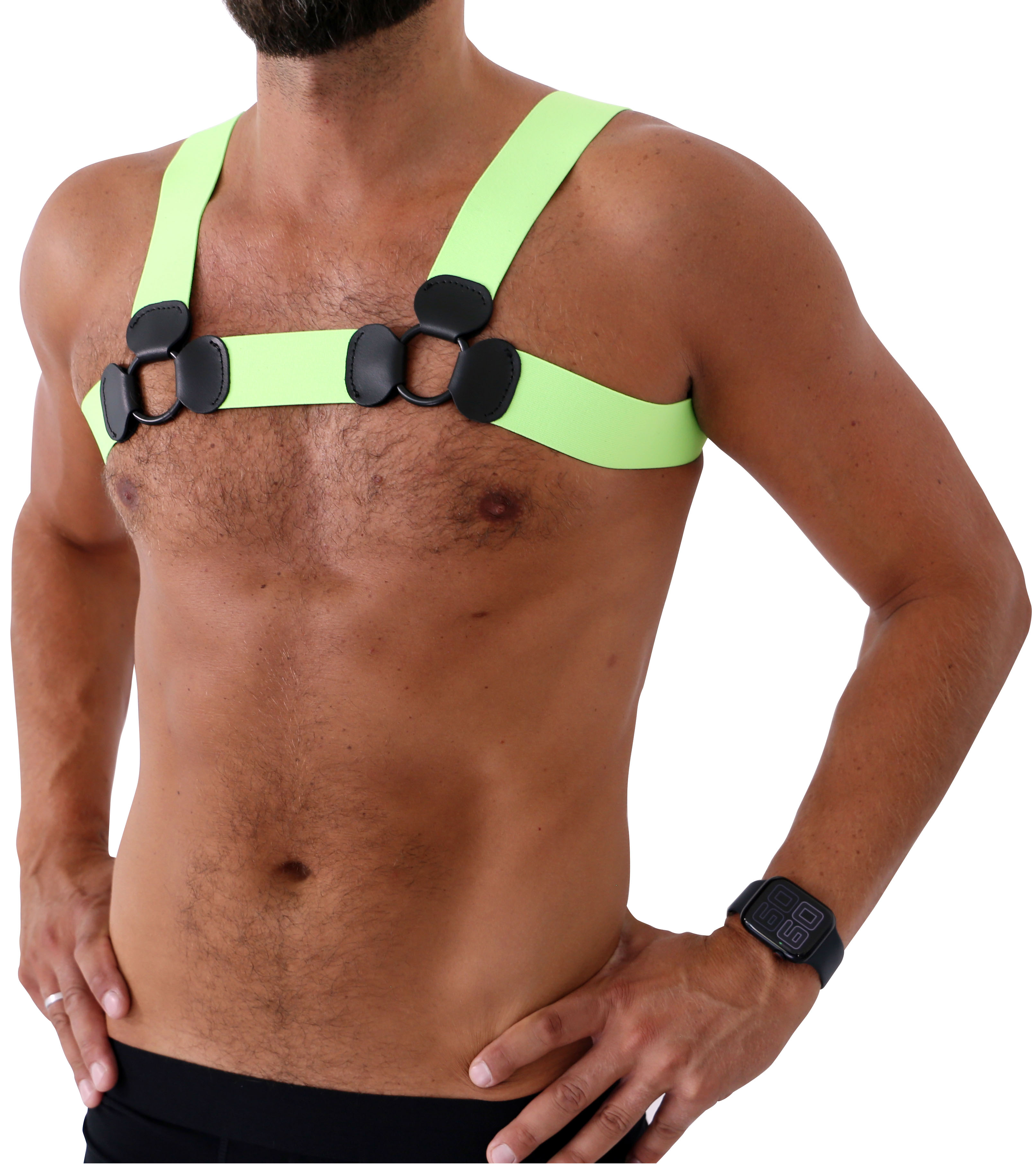 SAXOS PVC Brust Harness grün S/M