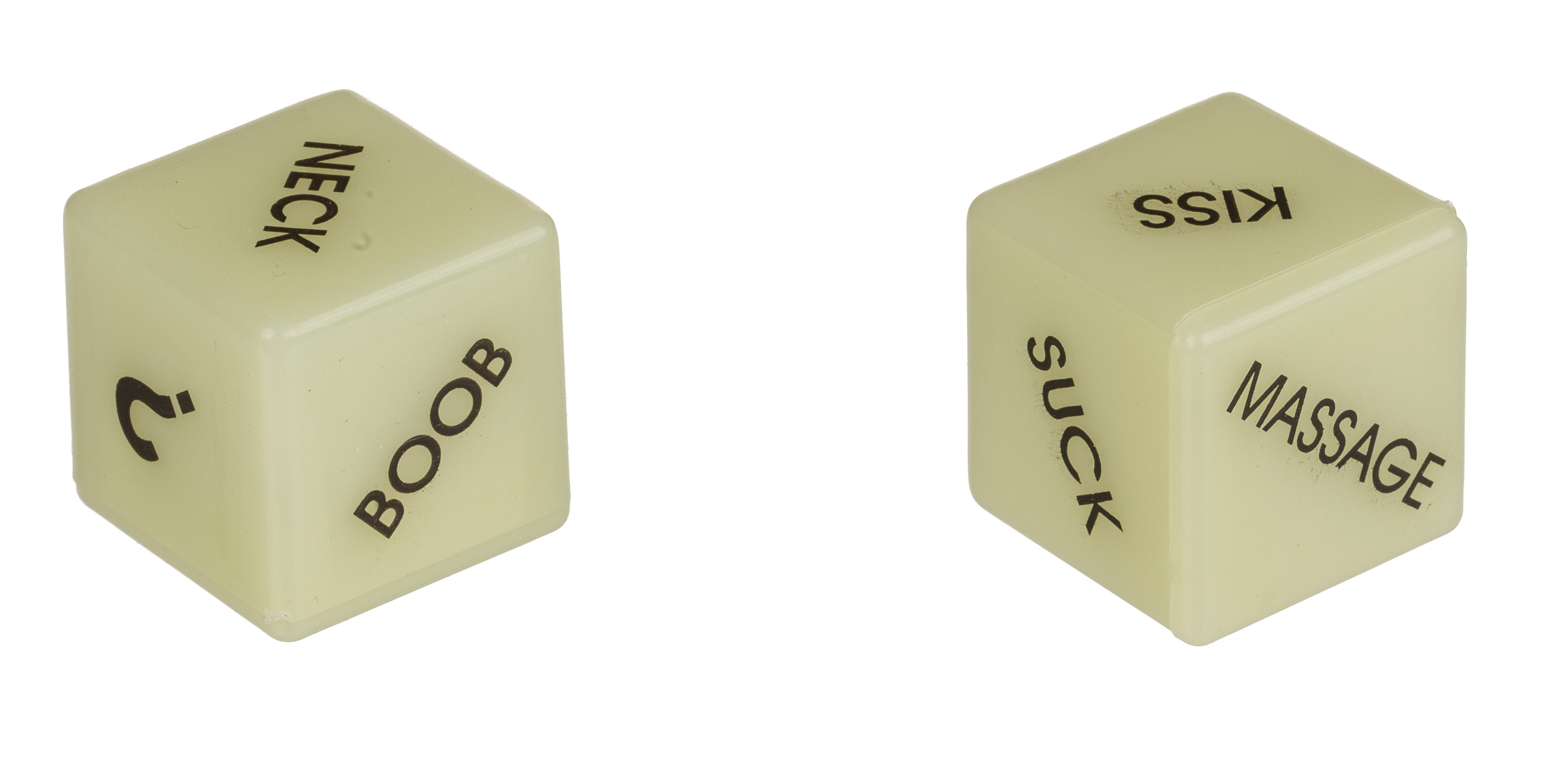 Liebes-Würfel m. engl. Worten GLOW-IN-THE-DARK