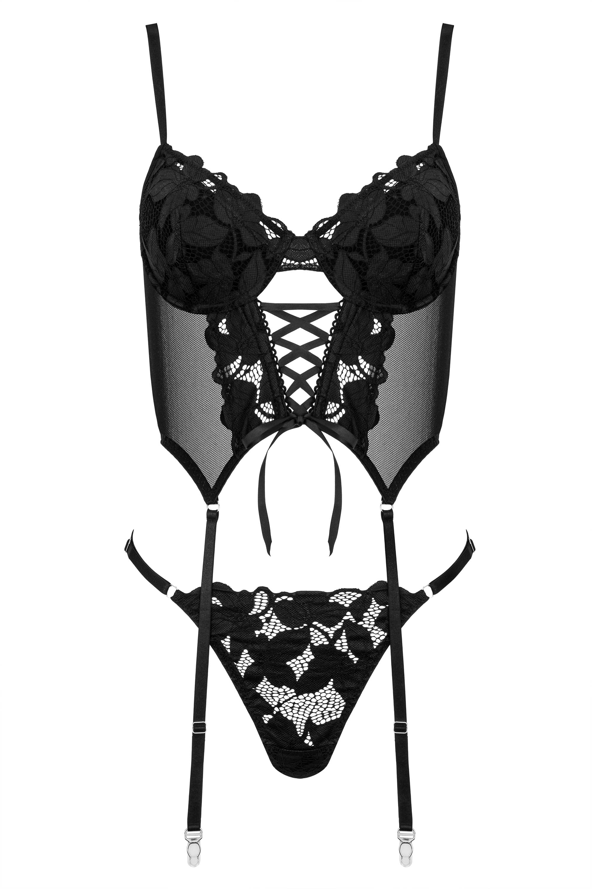 KOTEK 2er-Set CO103 Corset & Thong black L/XL