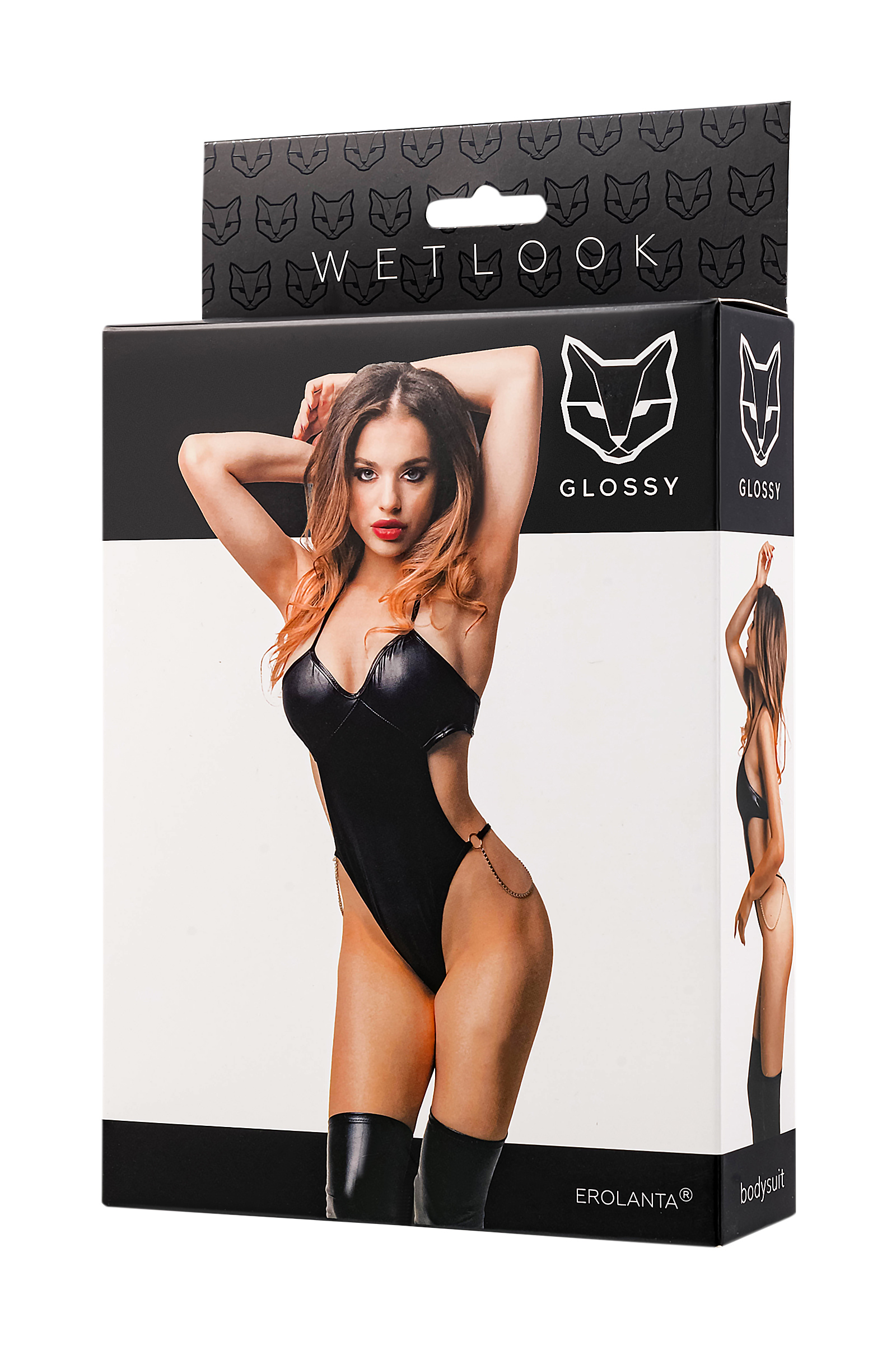 GLOSSY - Wetlook Bodysuit laced at the back M