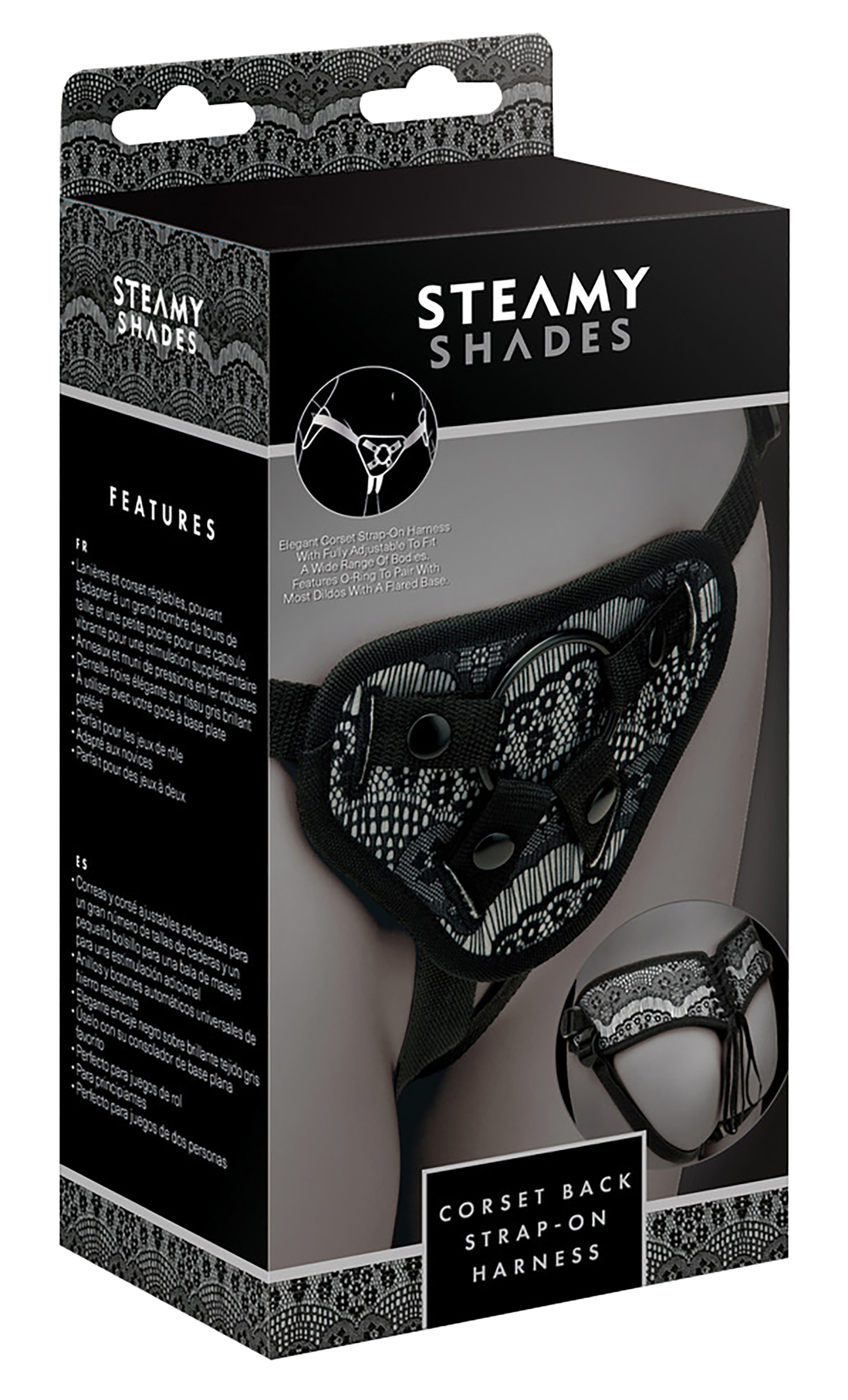 *STEAMY SHADES Corset Back Strap On Harness
