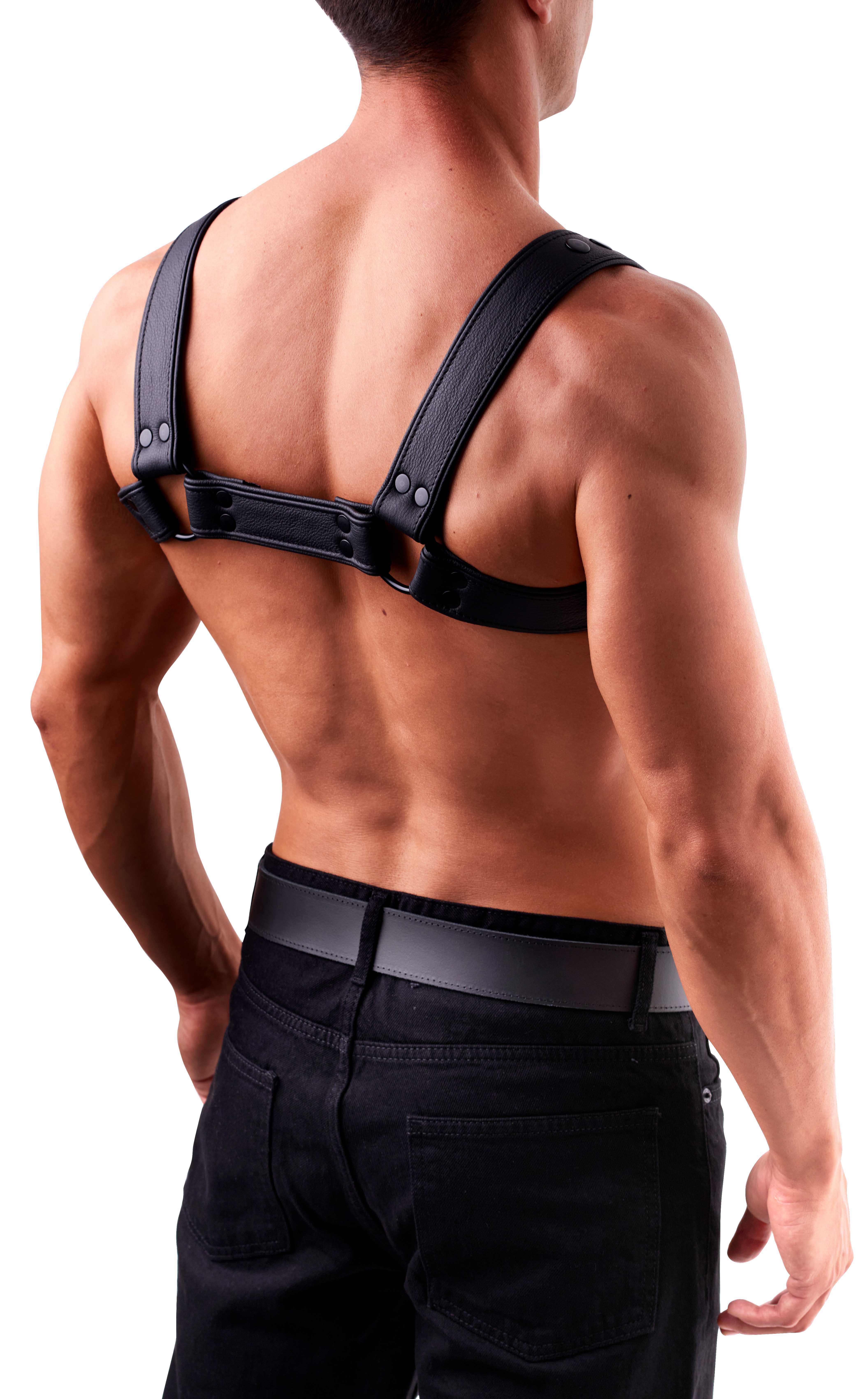 SAXOS Soft Leder Brust Harness schwarz L/XL