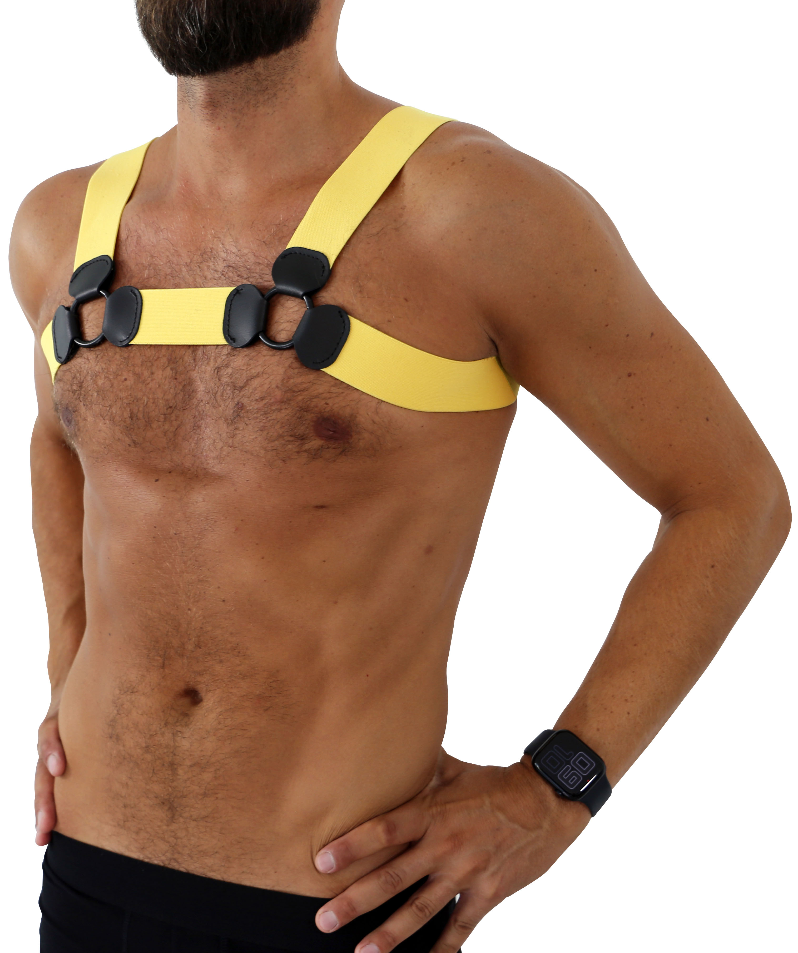 SAXOS PVC Brust Harness gelb S/M