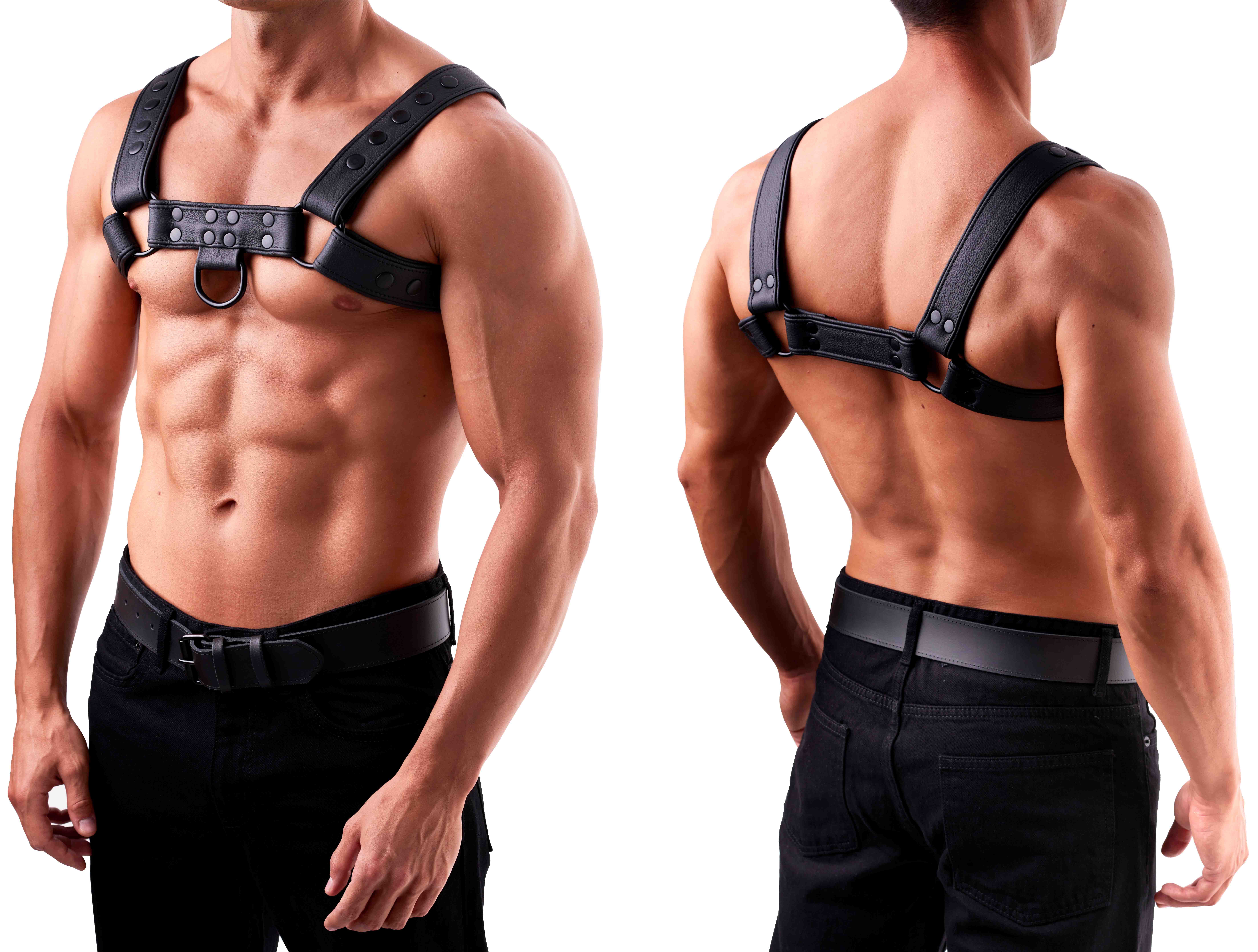 SAXOS Soft Leder Brust Harness schwarz S/M