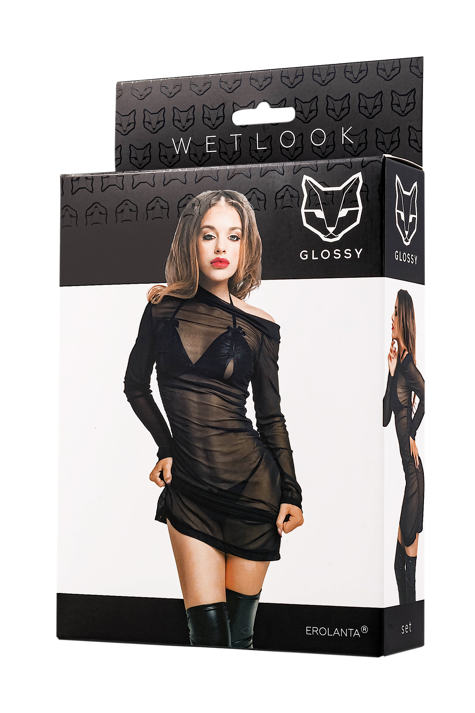 GLOSSY - Wetlook Set (dress, bra + panty) S