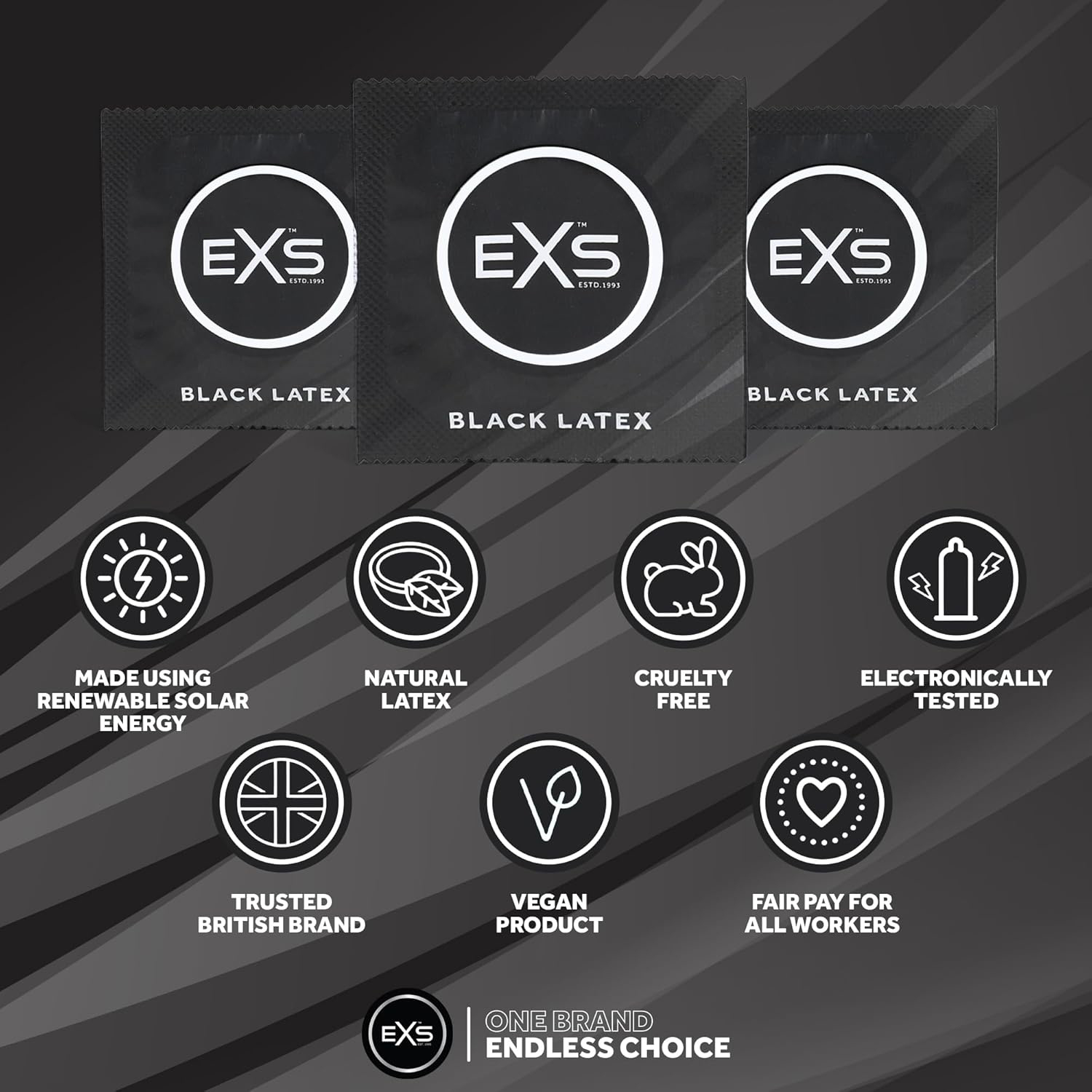 EXS Black Latex condoms (48pcs)