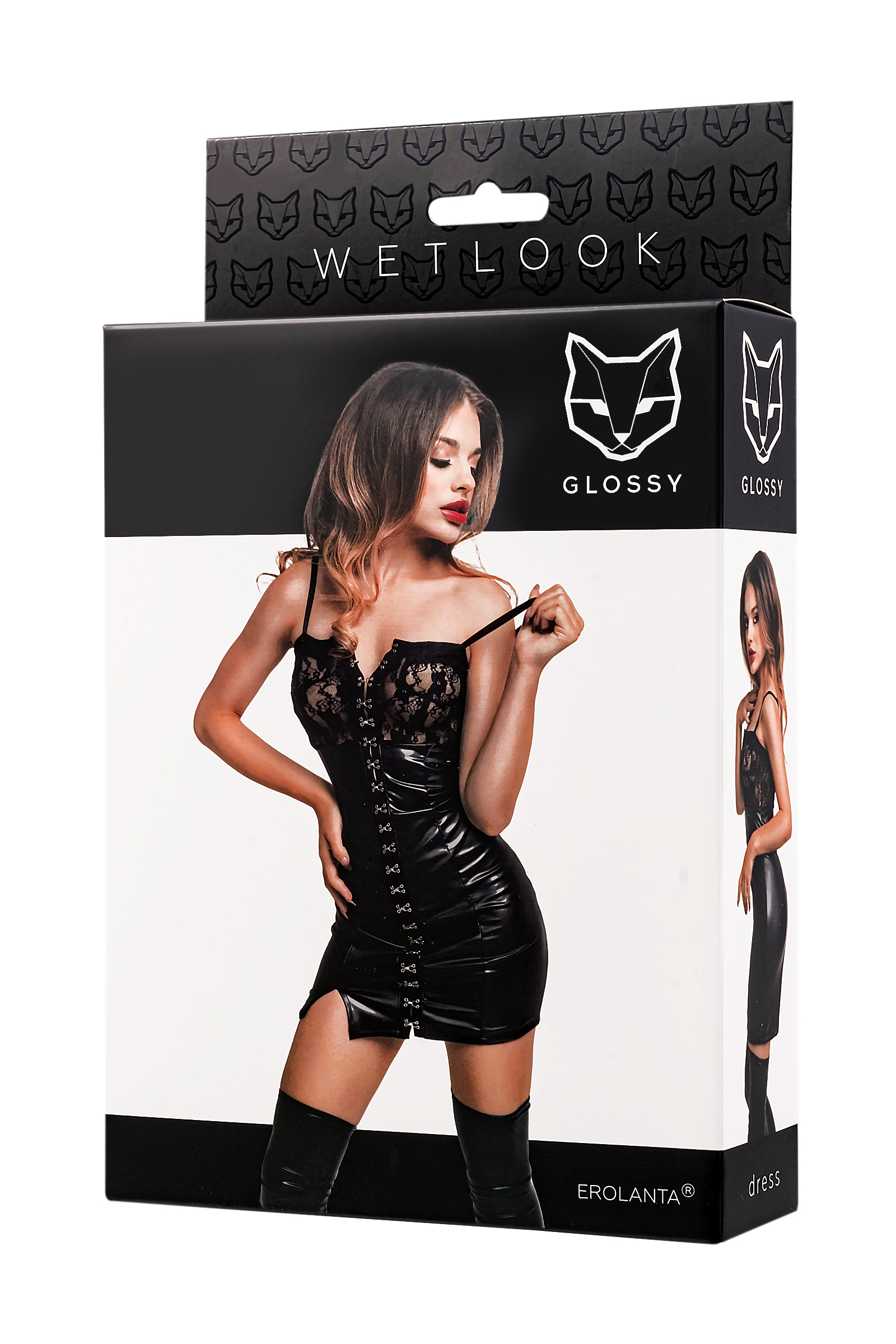 GLOSSY - Wetlook Dress with lacing complete M