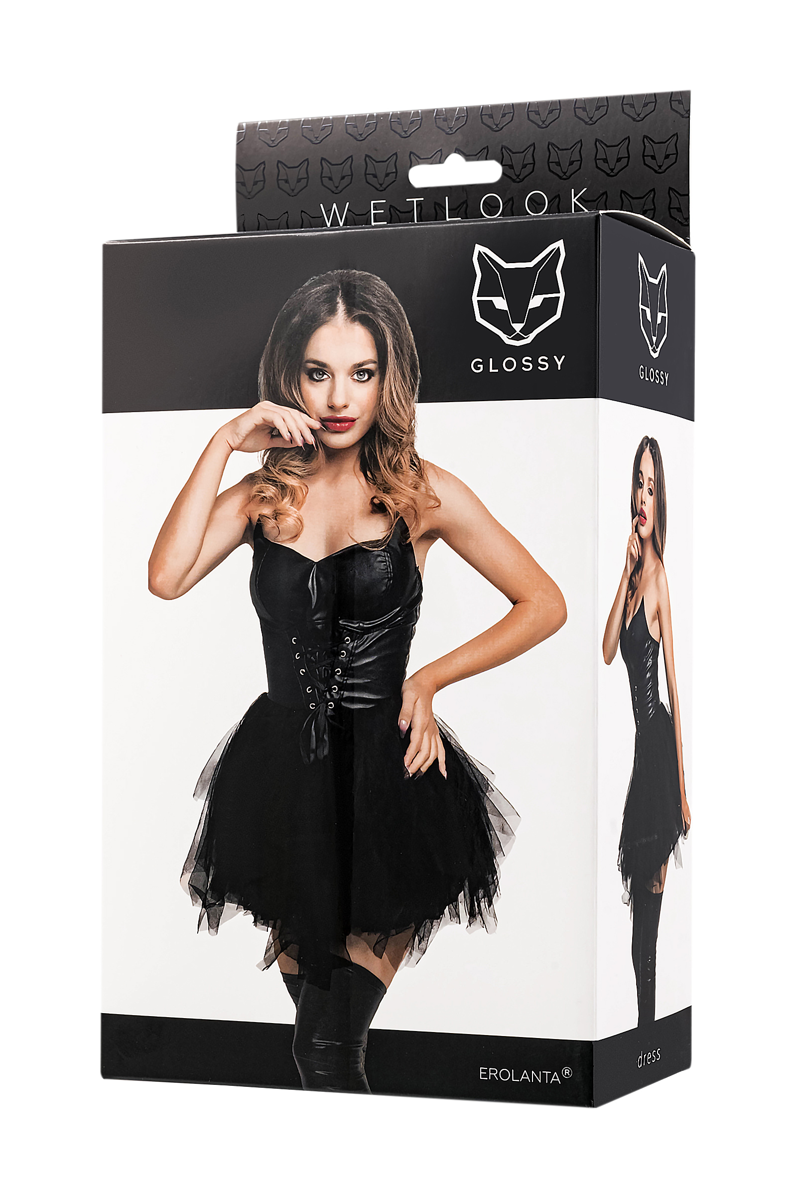 GLOSSY - Wetlook Dress with tulle S