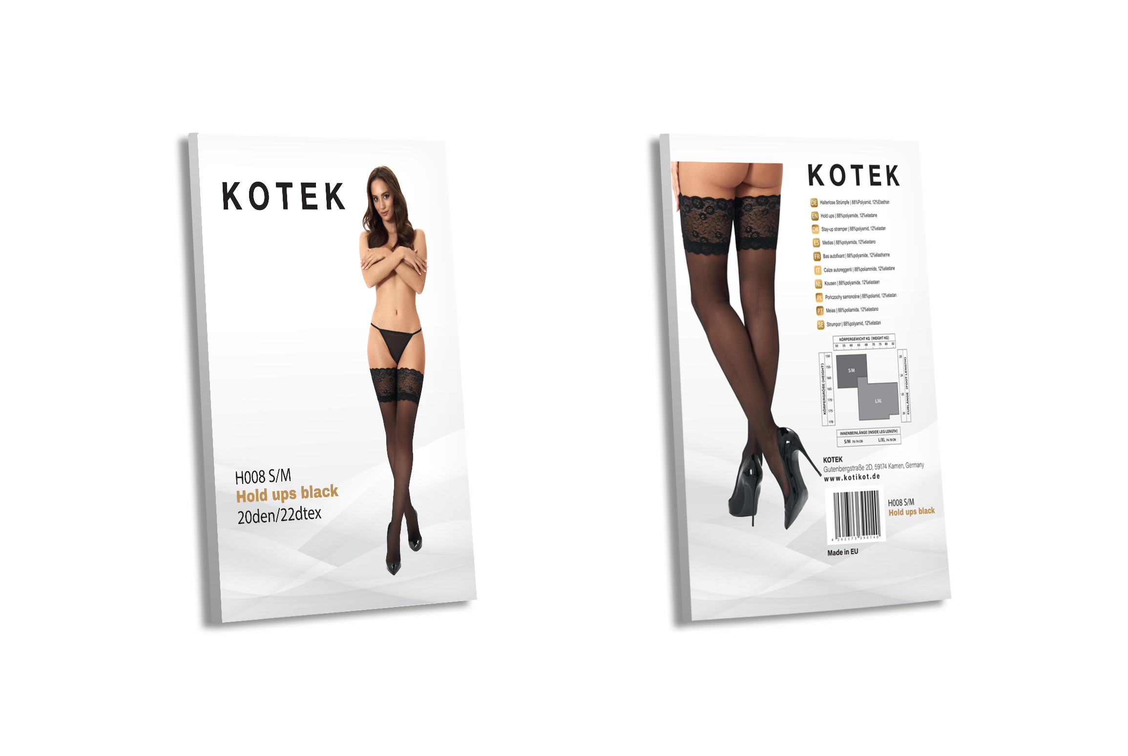 KOTEK Halterlose Strümpfe H008 schwarz S/M